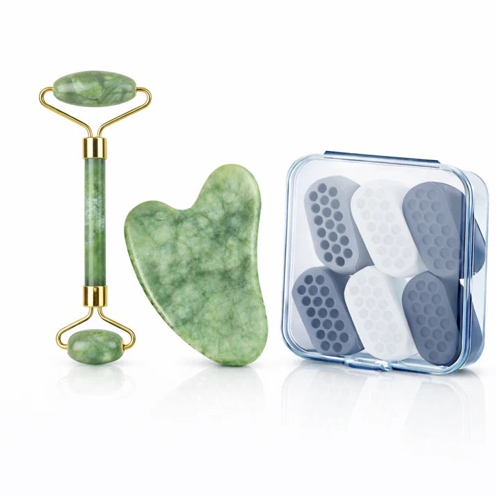 FaceGum ™ – Jaw Trainer (x6) + Roller Jade + Gua Sha
